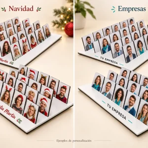 Juego ¿Quién es? familiar — Ejemplos ilustrativos de personalización para Navidad y empresas