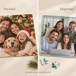 Puzzle cartón sorpresa — Ejemplos ilustrativos de personalización para Navidad y empresas