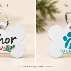 Chapa mascota — Ejemplos ilustrativos de personalización para Navidad y empresas