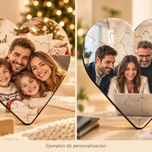 Puzzle de madera personalizado — Ejemplos ilustrativos de personalización para Navidad y empresas