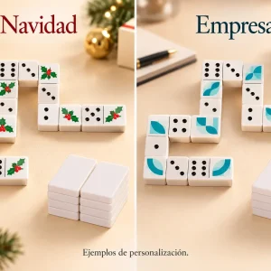 Dominó sublimable personalizado — Ejemplos ilustrativos de personalización para Navidad y empresas