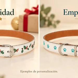 Pack mascota ampliado: collar símil piel — Ejemplos ilustrativos de personalización para Navidad y empresas