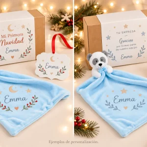 Pack Mi Primera Navidad — Ejemplos ilustrativos de personalización para Navidad y empresas