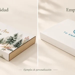 Caja regalo 3 piezas — Ejemplos ilustrativos de personalización para Navidad y empresas