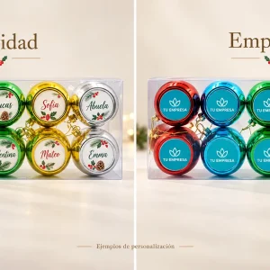 Bola Navidad pack 10 — Ejemplos ilustrativos de personalización para Navidad y empresas
