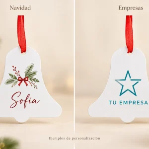 Adorno campana HPP — Ejemplos ilustrativos de personalización para Navidad y empresas