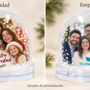 Bola de nieve con foto — Ejemplos ilustrativos de personalización para Navidad y empresas