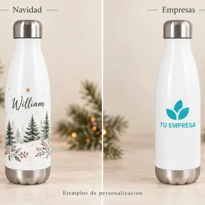 Termo acero inoxidable 500 ml — Ejemplos ilustrativos de personalización para Navidad y empresas