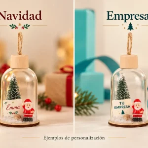 Mini botella escena Navidad — Ejemplos ilustrativos de personalización para Navidad y empresas