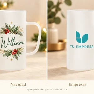 Jarra cristal esmerilado 540/650 ml — Ejemplos ilustrativos de personalización para Navidad y empresas