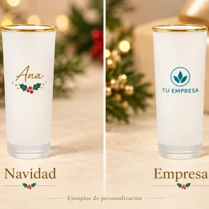 Vaso chupito cristal con filo dorado 60 ml — Ejemplos ilustrativos de personalización para Navidad y empresas
