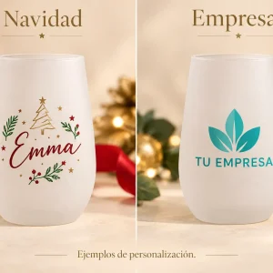 Vaso cóncavo cristal esmerilado — Ejemplos ilustrativos de personalización para Navidad y empresas