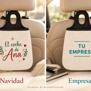 Bolsa portatodo símil lino — Ejemplos ilustrativos de personalización para Navidad y empresas