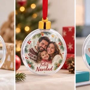 Bola portafotos para árbol de Navidad doble cara Ø8cm