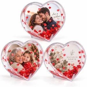 Portafotos corazón con corazones personalizado