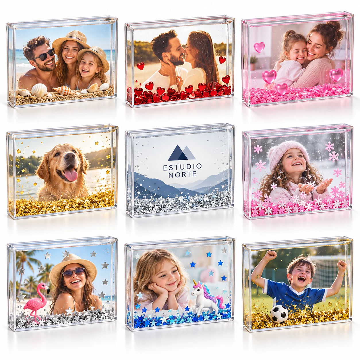 Portafotos rectangular de agua personalizado